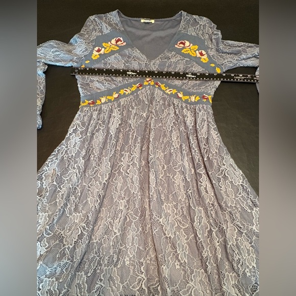 Miami Blue Long Sheer Sleeve V-Neck Sundress size M - Picture 12 of 14